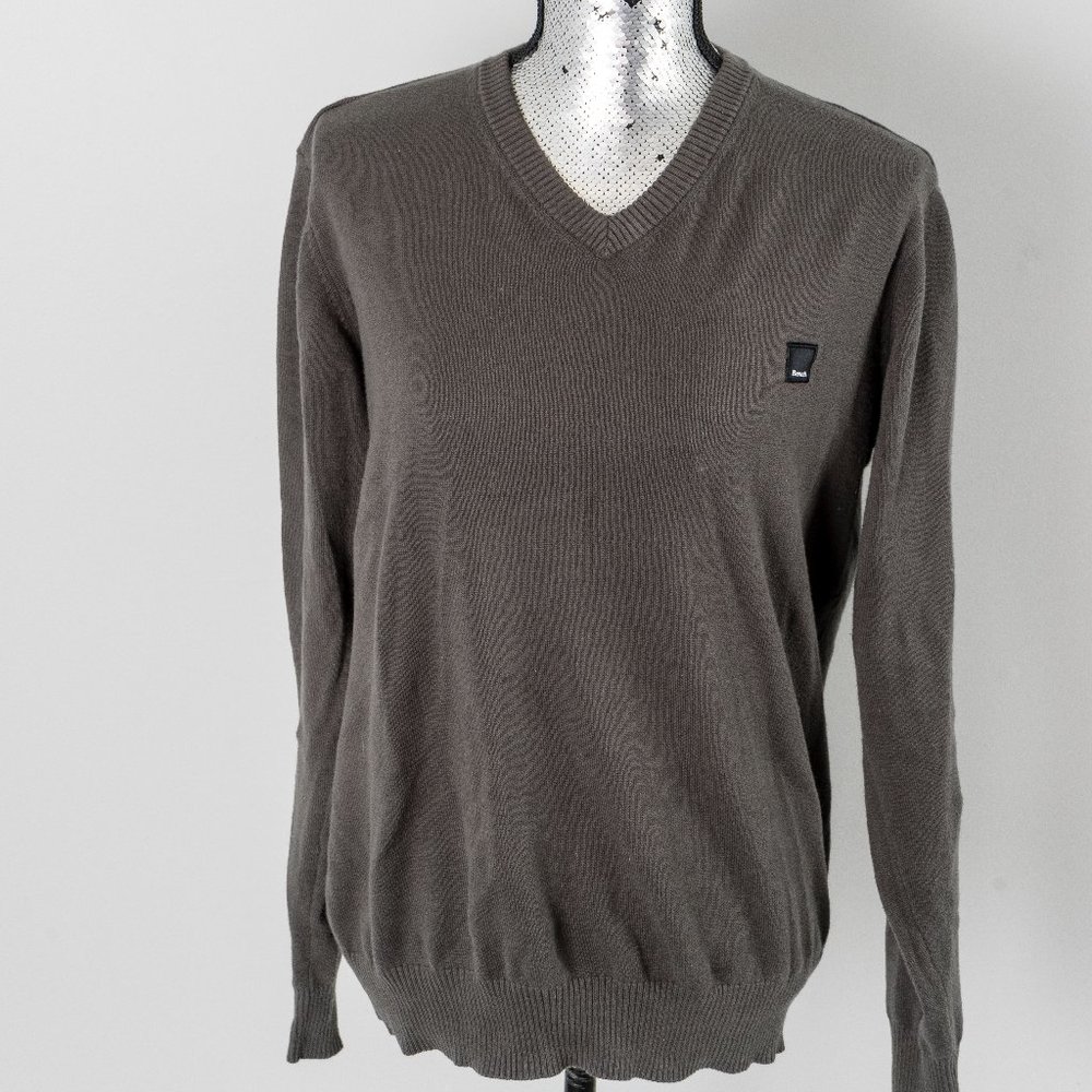 BENCH olive grey cotton crew neck sweater - Large